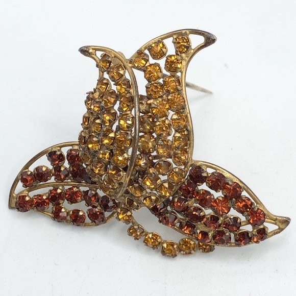 Vintage ADELE SIMPSON Rhinestone Flower Pin Brooch - Picture 4 of 6